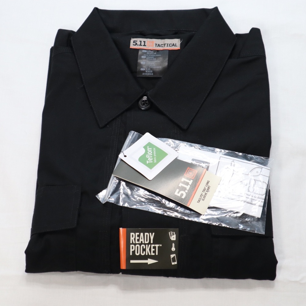 5.11 Tactical Taclite TDU Long Sleeve Shirt - Men's Large - Black